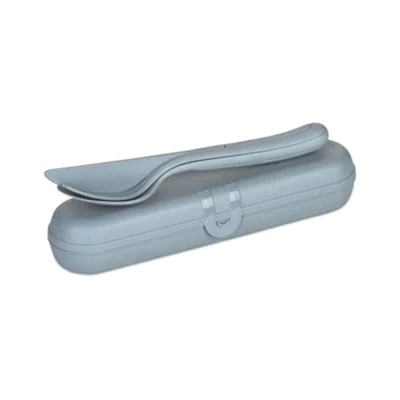 Koziol Besteckgarnitur KLIKK READY Mehrweg je 1 x Messer, Gabel, Löffel, Besteck Etui TPE Kunststoff nature flower blue Koziol Besteckgarnitur KLIKK READY Mehrweg je 1 x Messer, Gabel, Löffel, Besteck Etui TPE Kunststoff nature flower blue
