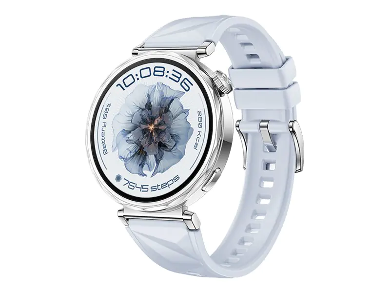 Huawei Watch GT 5 - 41 mm - Edelstahl - intelligente Uhr mit Riemen - Flouroelastomer - Blau - Handgelenkgröße: 120-190 mm - Anzeige 3.4 cm (1.32") 55020DJV