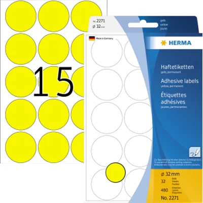 HERMA Markierungspunkt 2271 32mm gelb 480 St./Pack. HERMA Markierungspunkt 2271 32mm gelb 480 St./Pack.