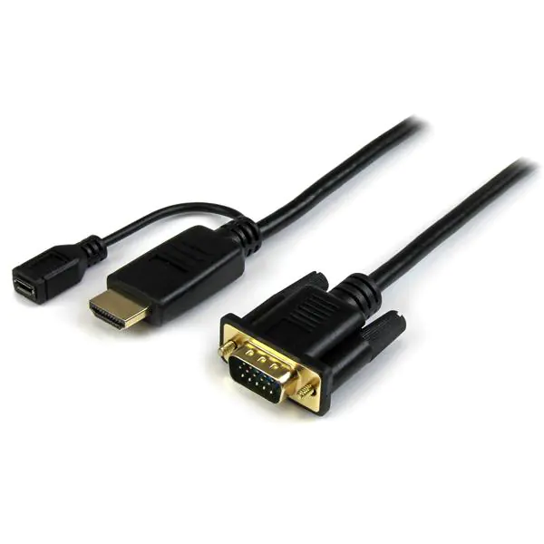 StarTech 90cm aktives HDMI auf VGA Konverter Kabel - HDMI zu VGA Adapter 0,9m - Schwarz - 1920x1200 / 1080p - Adapterkabel - HDMI, Mikro-USB Typ B (nur Strom) zu HD-15 (VGA) männlich - 1 m - Schwarz - aktiv, 1920 x 1200 (WUXGA) Support