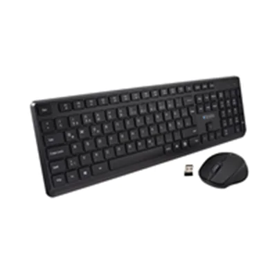 V7 CKW350DE - Tastatur-und-Maus-Set - full size - kabellos - 2.4 GHz - QWERTZ - Deutsch - Schwarz