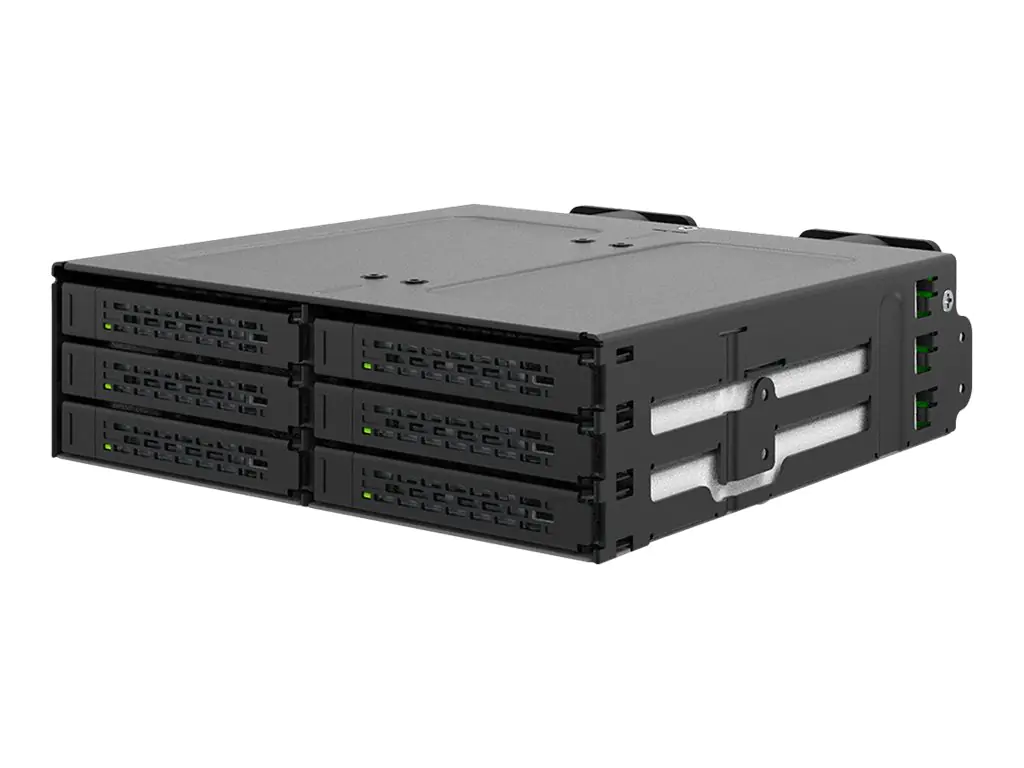 Icy Dock ToughArmor MB118VP-B - Speichergehäuse - 6 x U.2/U.3 NVMe SSD, Mobile Rack für 5,25" Schacht, mit SlimSAS SFF-8654 8i - 2.5" (6.4 cm)