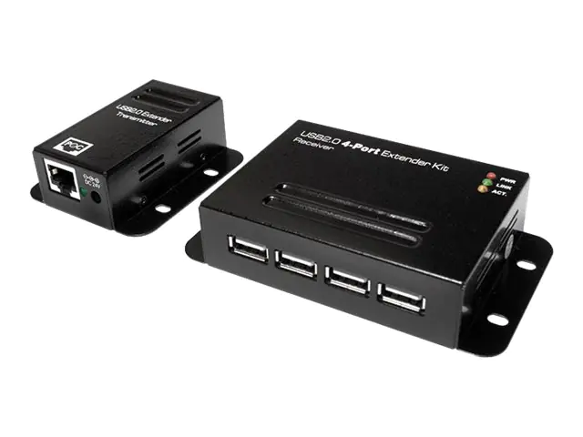 LogiLink USB 2.0 Cat. 5 Extender with 4-Port Hub, Receiver and Transmitter - USB-Erweiterung - USB 2.0 - bis zu 50 m