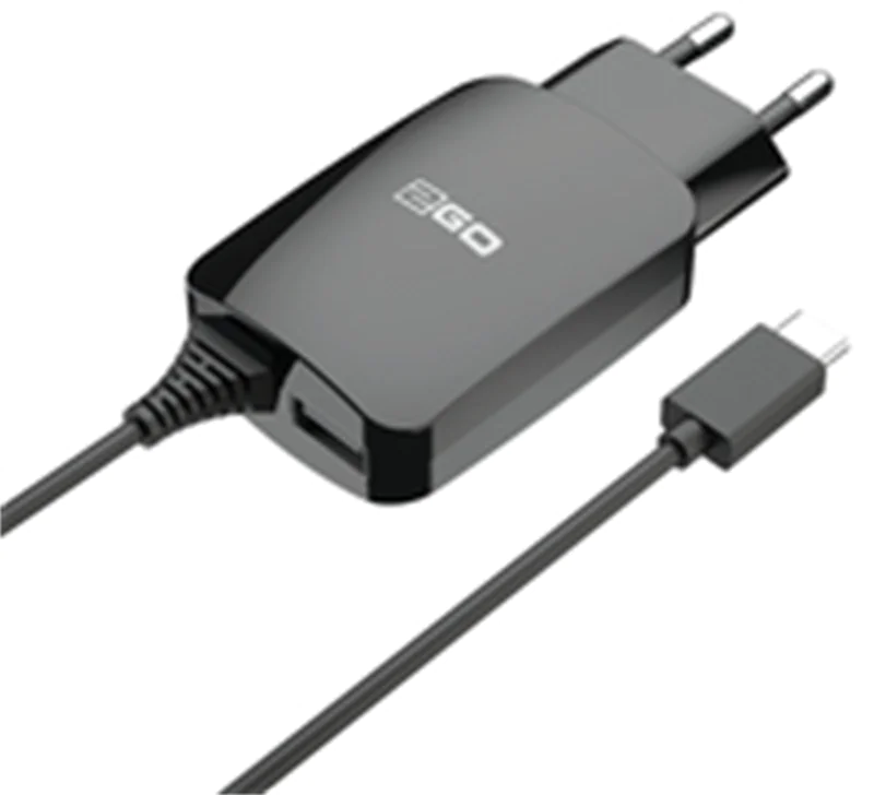 2GO Ladegerät 12W 1-Port 1x USB-A inkl. USB-C Kabel 140cm sw 797167