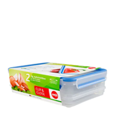 EMSA Aufschnittbox CLIP & CLOSE 1.65+1.0 Liter transparent zwei Trays für separierte