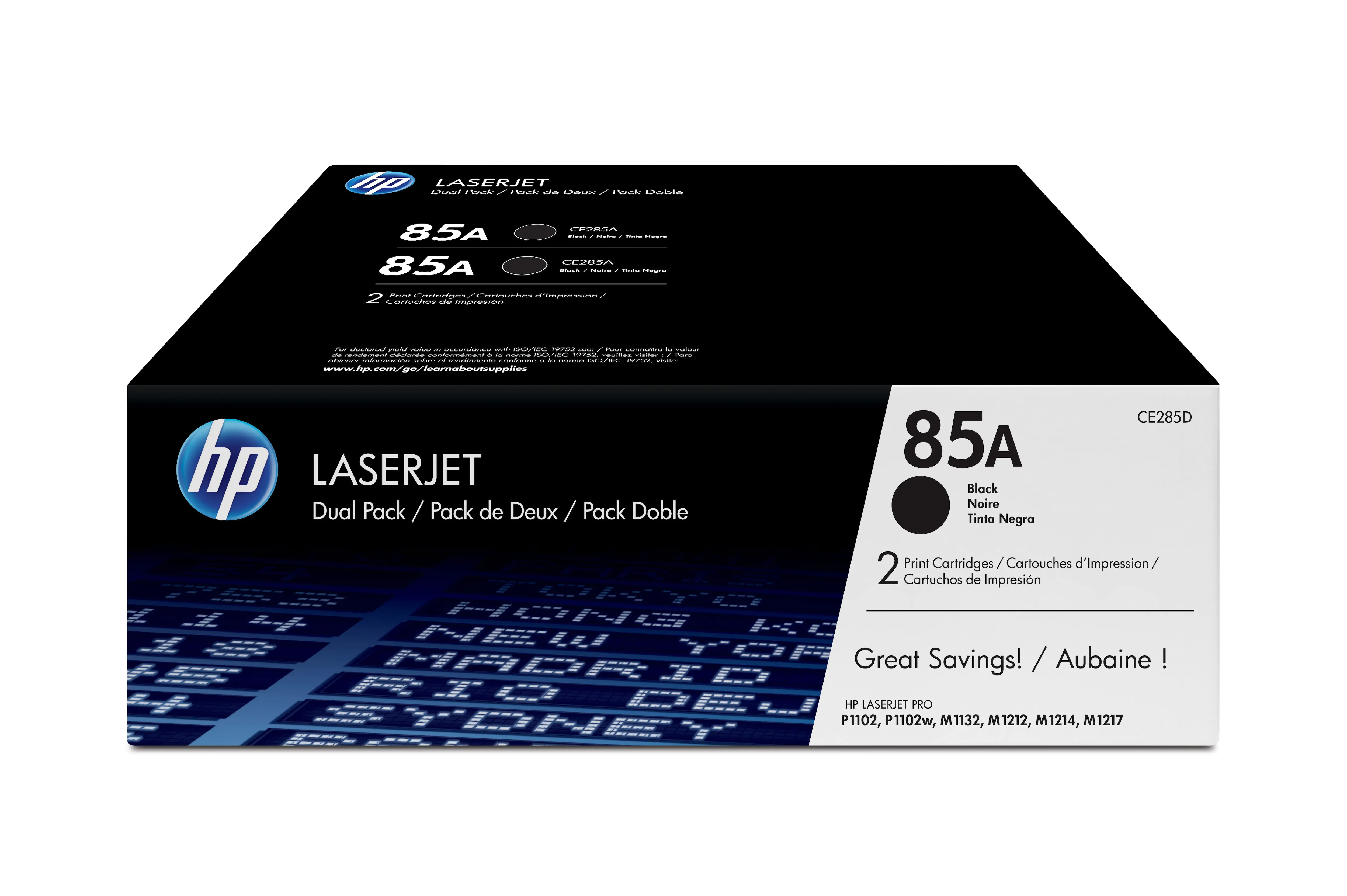 HP 85A - 2er-Pack - Schwarz - original - LaserJet - Tonerpatrone (CE285AD) - für LaserJet Pro M1132 MFP, M1212nf MFP, M1217nfw MFP, P1102, P1102s, P1102W, P1109, P1109W HP 85A - 2er-Pack - Schwarz - original - LaserJet - Tonerpatrone (CE285AD) - für LaserJet Pro M1132 MFP, M1212nf MFP, M1217nfw MFP, P1102, P1102s, P1102W, P1109, P1109W