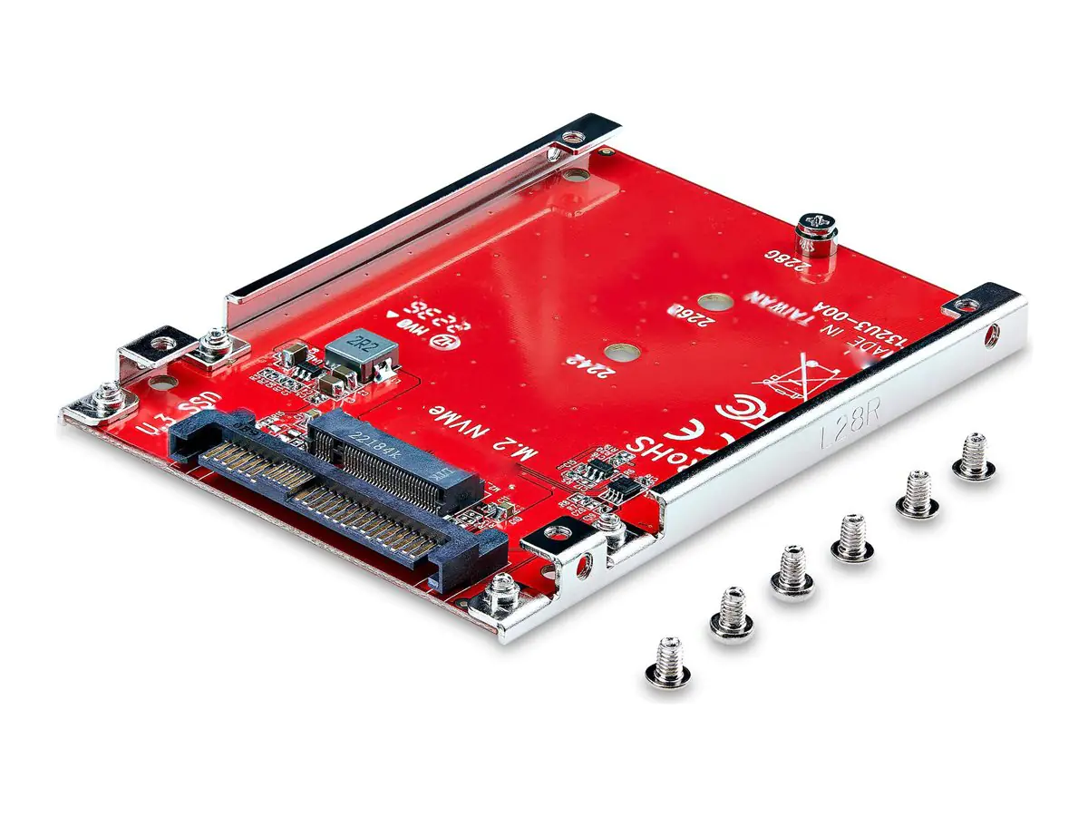 StarTech M.2 to U.3 Adapter, For M.2 NVMe SSDs, PCIe M.2 Drive to 2.5inch U.3 (SFF-TA-1001) Host Adapter/Converter, TAA Compliant - 2.5" Drive Form Factor (1M25-U3-M2-ADAPTER) - Schnittstellenadapter - M.2 - M.2 NVMe Card / PCIe 4.0 (NVMe) - U.3 - Rot - T