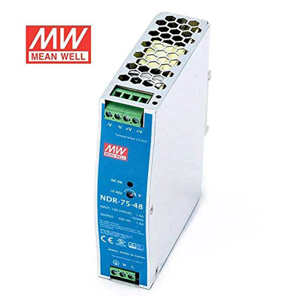 Meanwell MEAN WELL NDR-75-48, 76,8 W, 90 - 264 V, 47 - 63 Hz, 0.9 - 1.45 A, 60 ms, 89%