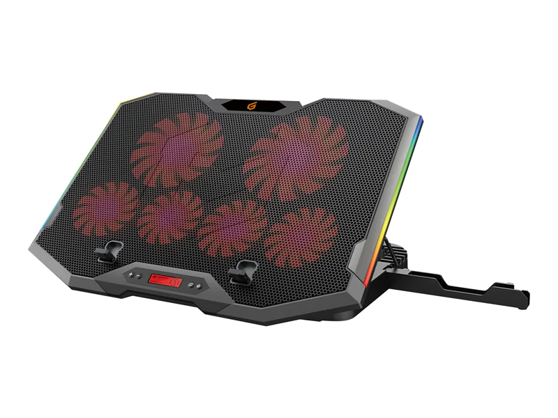 Conceptronic ERGO Gaming - Notebook-Lüfter - mit Smartphone-Ständer, 2-Port USB 2.0 Hub - 43.2 cm (17") - 100 mm/70 mm - Schwarz
