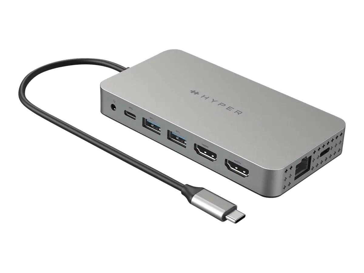 Hyper HDM1H, USB 3.2 Gen 1 (3.1 Gen 1) Type-C, 100 W, Edelstahl, MicroSD (TransFlash), SD, 4K Ultra HD, 60 Hz HDM1H-GL