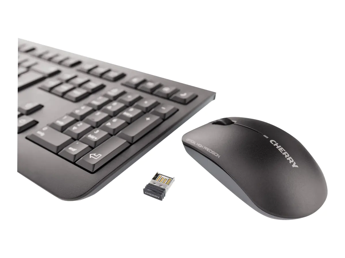 CHERRY DW 3000 - Tastatur-und-Maus-Set - kabellos - 2.4 GHz - Pan-Nordic - Schwarz