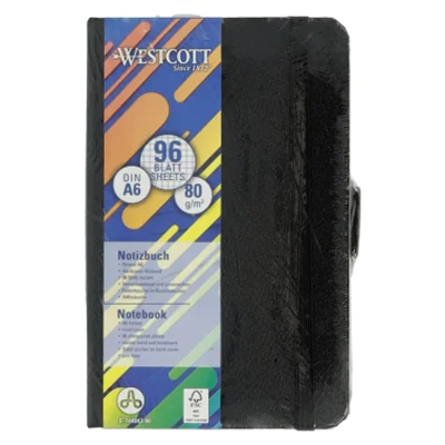 Westcott Notizbuch DIN A6 kariert schwarz 96 Bl.