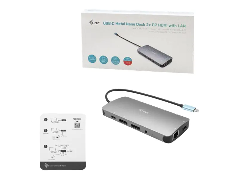 i-Tec USB-C Metal Nano 3x Display Docking Station + Power Delivery 100 W - Dockingstation - USB-C / Thunderbolt 3 - HDMI, 2 x DP - 1GbE i-Tec USB-C Metal Nano 3x Display Docking Station + Power Delivery 100 W - Dockingstation - USB-C / Thunderbolt 3 - HDMI, 2 x DP - 1GbE