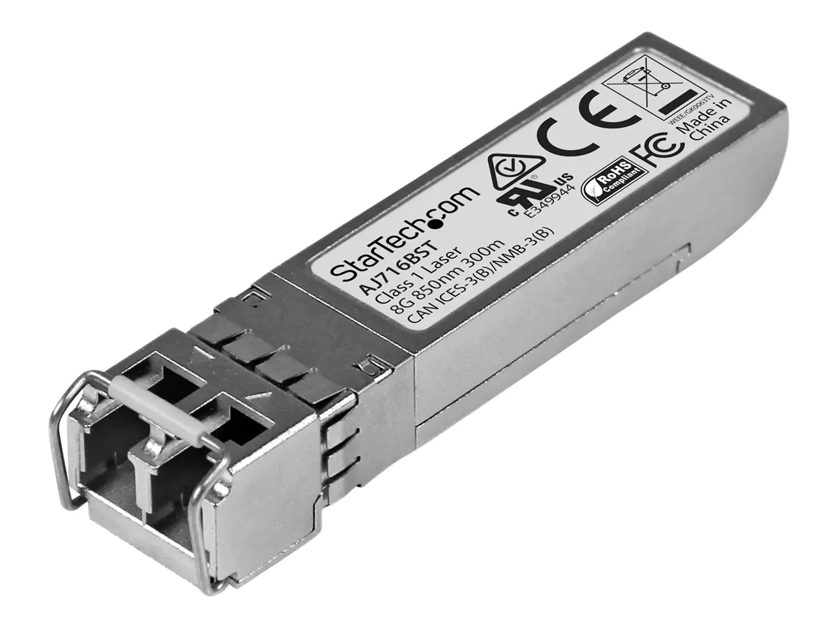 StarTech 8 Gb Fibre Channel Short Wave B-series SFP+ - HP AJ716B kompatibel - SFP+ Kurzwellentransceiver - 300m - MM LC 850nm - SFP+-Transceiver-Modul (gleichwertig mit: HP AJ716B) - 4 GB Fibre Channel (SW), 2 GB Fibre Channel (SW), 8 GB Fibre Channel (SW