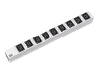 Bachmann - Steckdosenleiste (Rack - einbaufähig) - Ausgangsanschlüsse: 9 (IEC 60320 C13) - 1U - 48.3 cm (19") - 2 m Schnur - Schwarz, Aluminium / Silber
