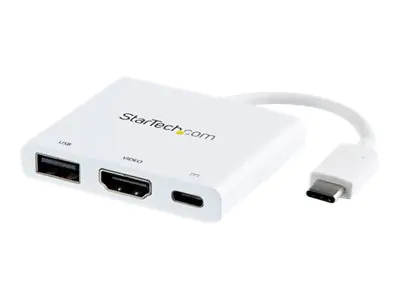 StarTech USB-C to HDMI Adapter - White - 4K 30Hz - Thunderbolt 3 Compatible - with Power Delivery (USB PD) - USB C Dongle (CDP2HDUACPW) - Videoschnittstellen-Converter - USB-C (M) bis HDMI, USB Typ A, USB-C (W) - 60 mm - weiß - 4K Unterstützung, USB Power