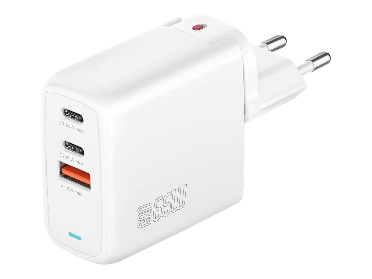 4smarts GaN FlexPro - Netzteil - 65 Watt - 5 A - Apple 2.4A, Fast Charge, Super Charge, Power Delivery 3.1, Apple Fast Charge, QC 4.0+ - 3 Ausgabeanschlussstellen (USB-C, USB) 544065