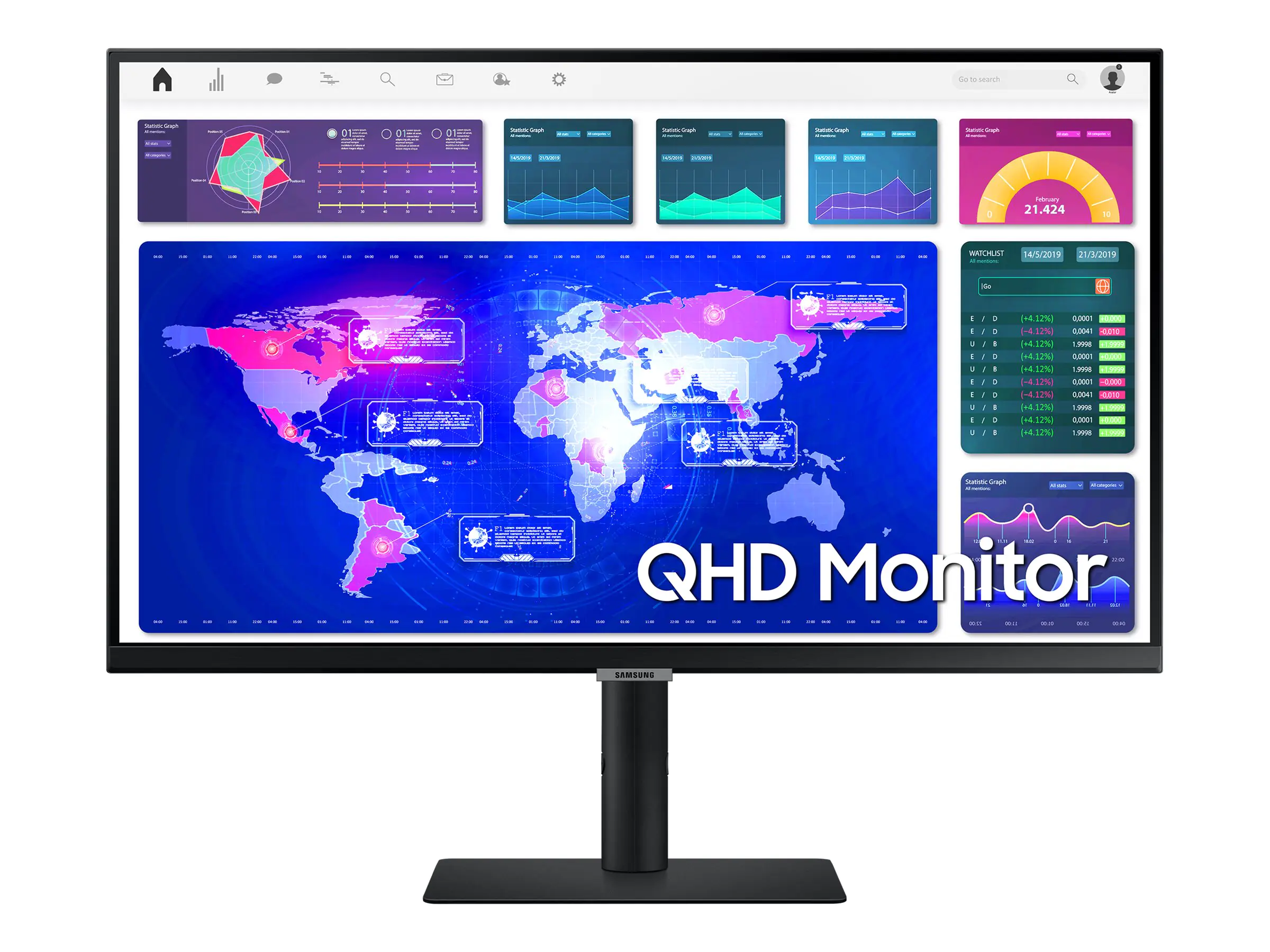 Samsung S27A600UUU - S60UA Series - LED-Monitor - 68.6 cm (27") - 2560 x 1440 QHD @ 75 Hz - IPS - 300 cd/m² - 1000:1 - HDR10 - 5 ms - HDMI, DisplayPort, USB-C - Schwarz