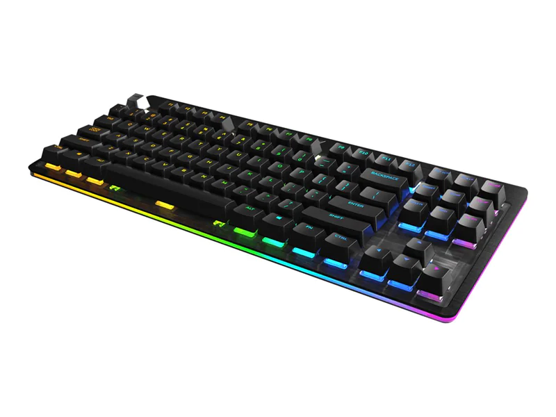 Mountain Everest Core - Tastatur - Hintergrundbeleuchtung - USB-C - QWERTY - USA - Tastenschalter: CHERRY MX Silent Red - schwarz