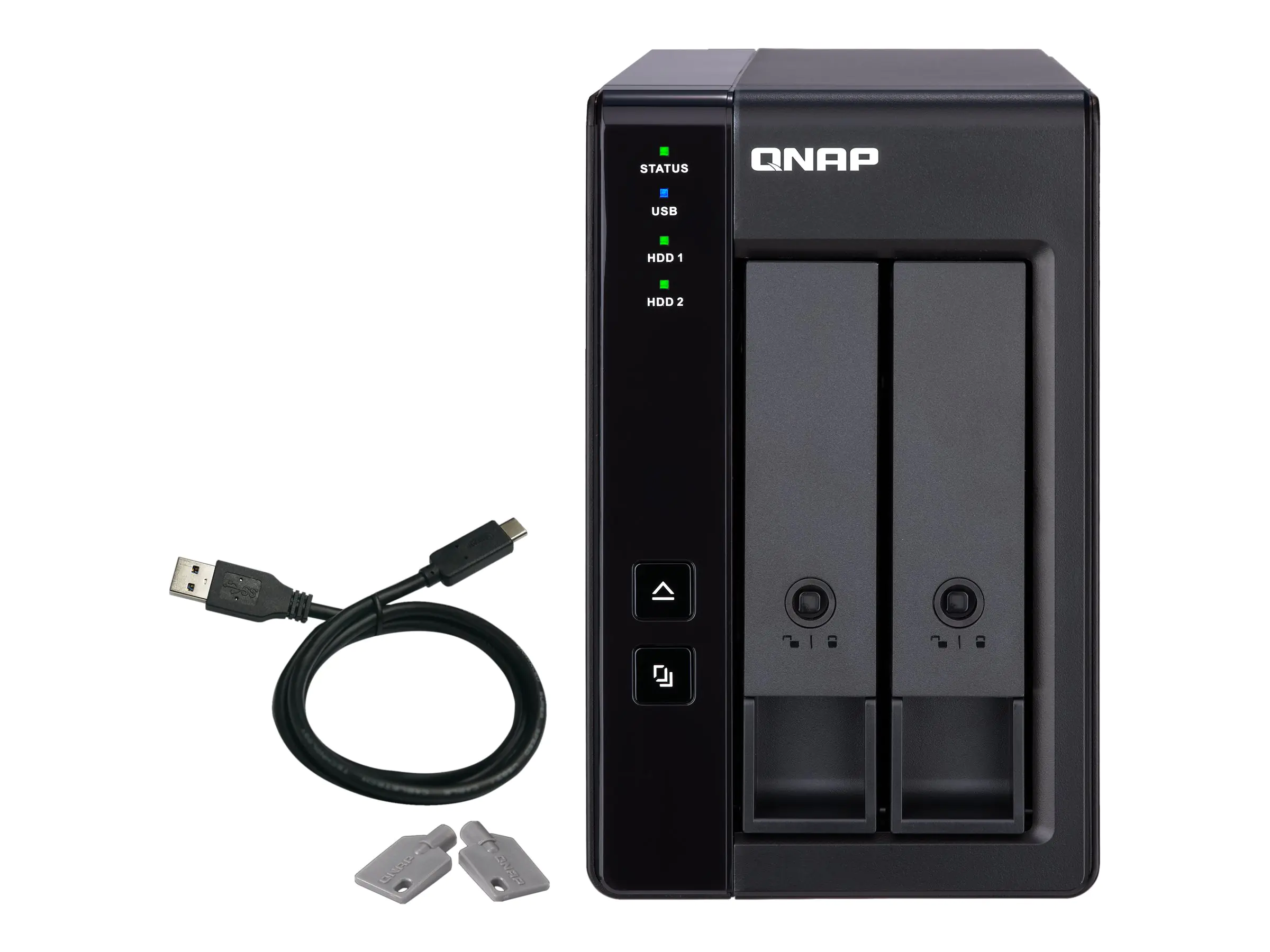 QNAP TR-002 - Festplatten-Array - 2 Schächte (SATA-600) - USB 3.1 Gen 2 (extern)