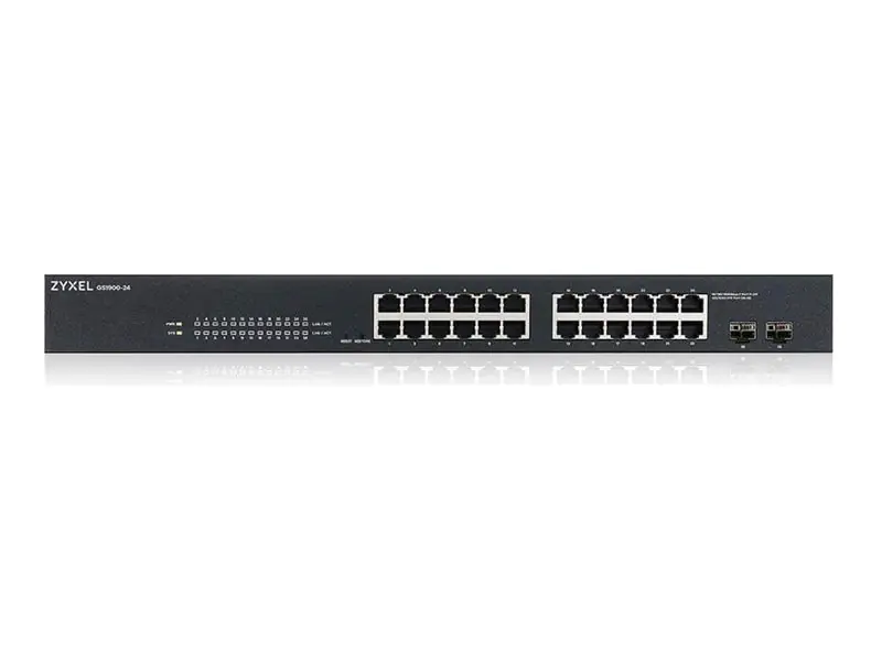 Zyxel GS1900-24 - Switch - Smart - 24 x 10/100/1000 + 2 x Gigabit SFP (Uplink) - Desktop, an Rack montierbar