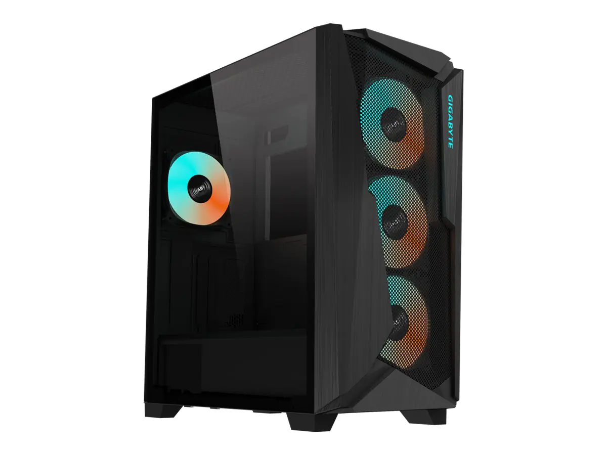Gigabyte C301 Glass - Mid tower - E-ATX - Seitenteil mit Fenster (gehärtetes Glas) - keine Spannungsversorgung (ATX) - Schwarz - USB/Audio