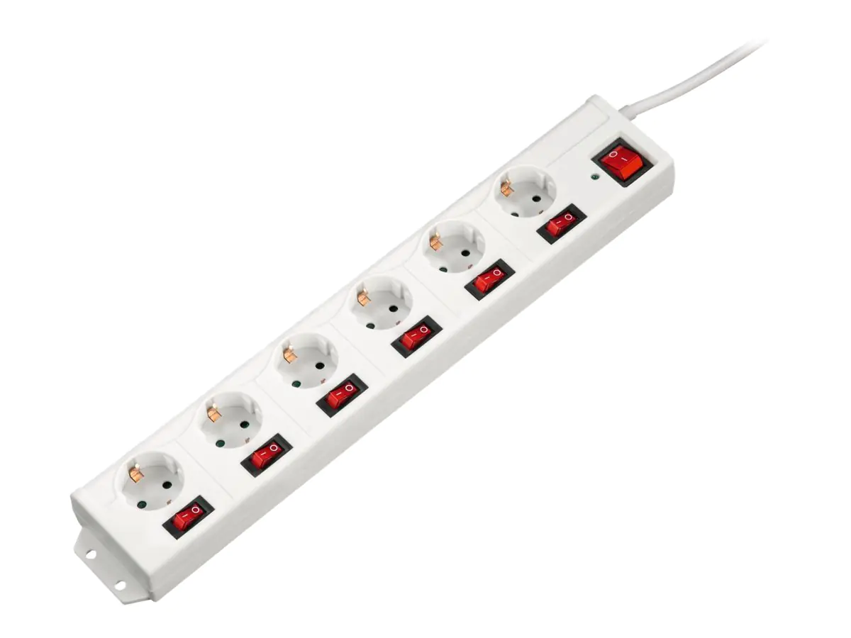 Hama "6+1", XL - Steckdosenleiste - 230 V - 3500 Watt - Ausgangsanschlüsse: 6 (CEE 7/4) - 1.4 m - weiß