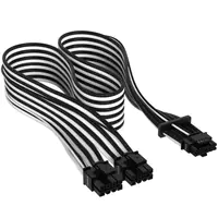 CORSAIR Premium individually sleeved (Type 4, Generation 5) - Stromkabel - 12VHPWR (W) zu 8-poliger PCIe Power (W) - flach - Schwarz / Weiß