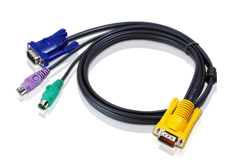 ATEN 2L-5202P - Tastatur- / Video- / Maus- (KVM-) Kabel - 15-polig SPHD (M) zu PS/2, HD-15 (VGA) (M) - 1.8 m - für KVM on the NET CS1708i, CS1716i; Maxiport ACS1208A, ACS1216A; Slideaway ACS1216AL