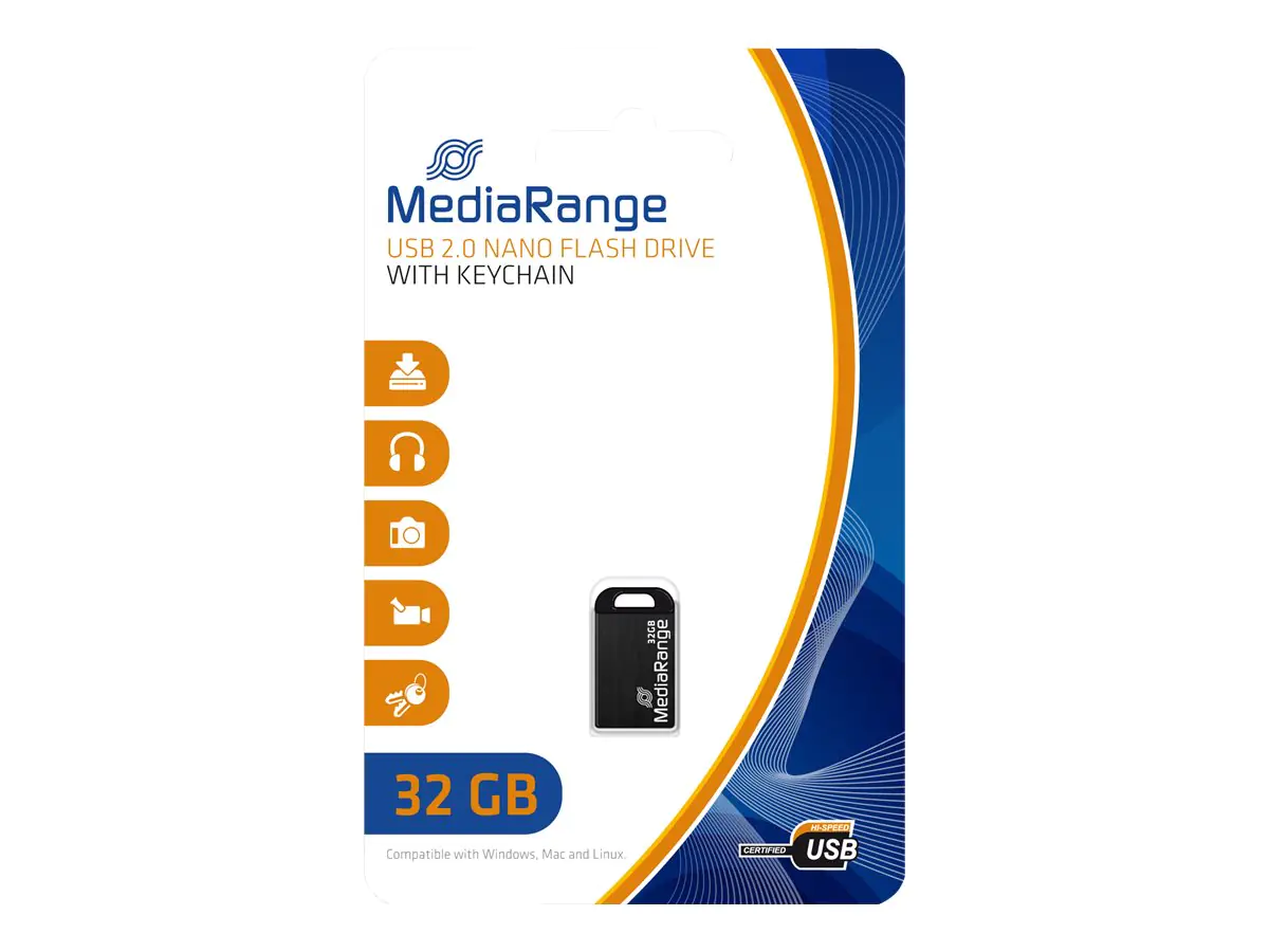 MediaRange Nano - USB-Flash-Laufwerk - 64 GB - USB 2.0 - Schwarz