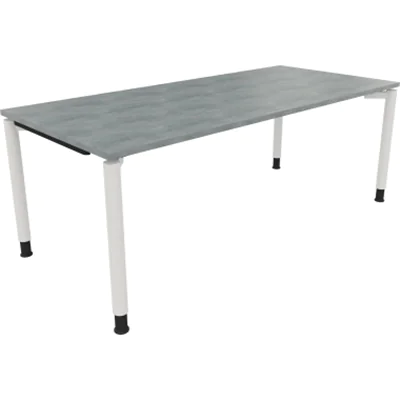Schreibtisch Vierfuß Rundrohr B2000xT900xH680-820 ws/Beton hell Schreibtisch Vierfuß Rundrohr B2000xT900xH680-820 ws/Beton hell