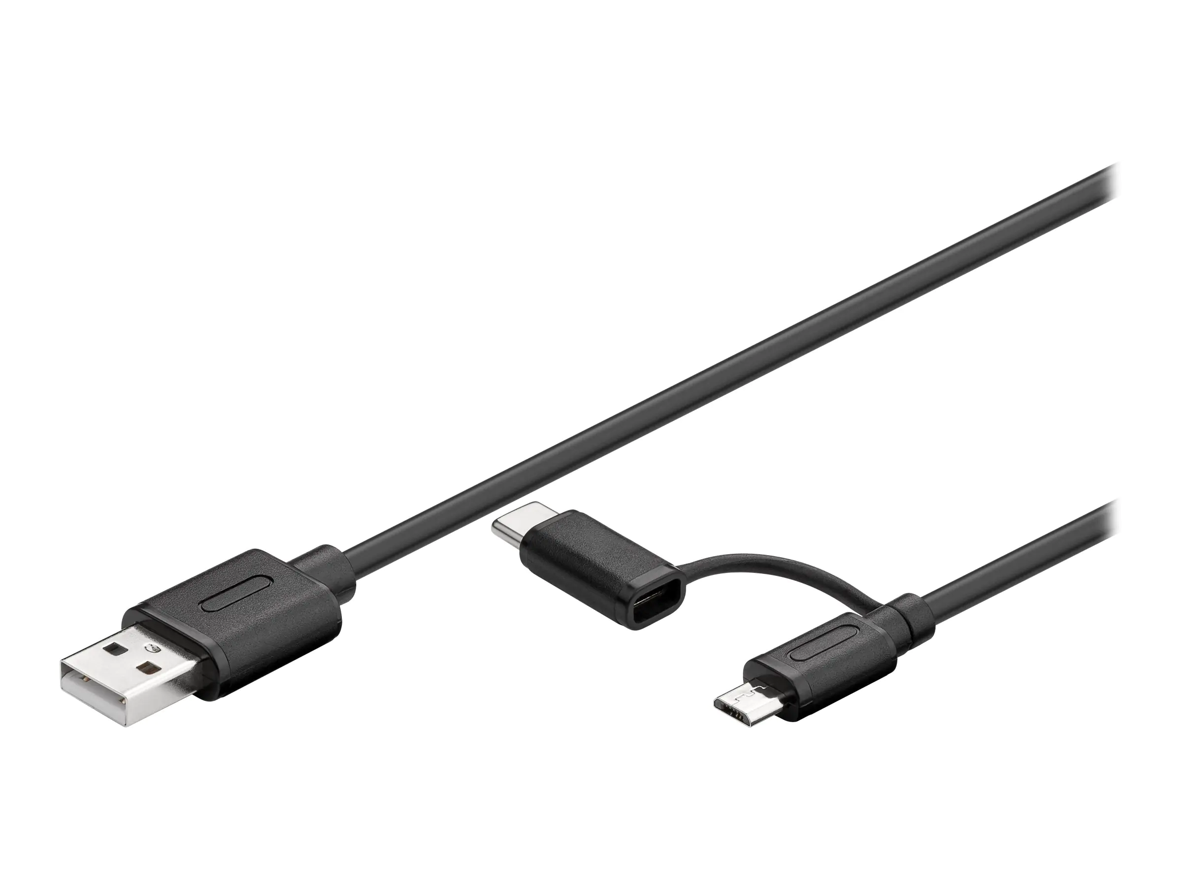 goobay 2in1 - USB-Kabel - USB (M) bis Micro-USB Typ B, USB-C - USB 2.0 - 2.1 A - 1 m - umkehrbare Stecker