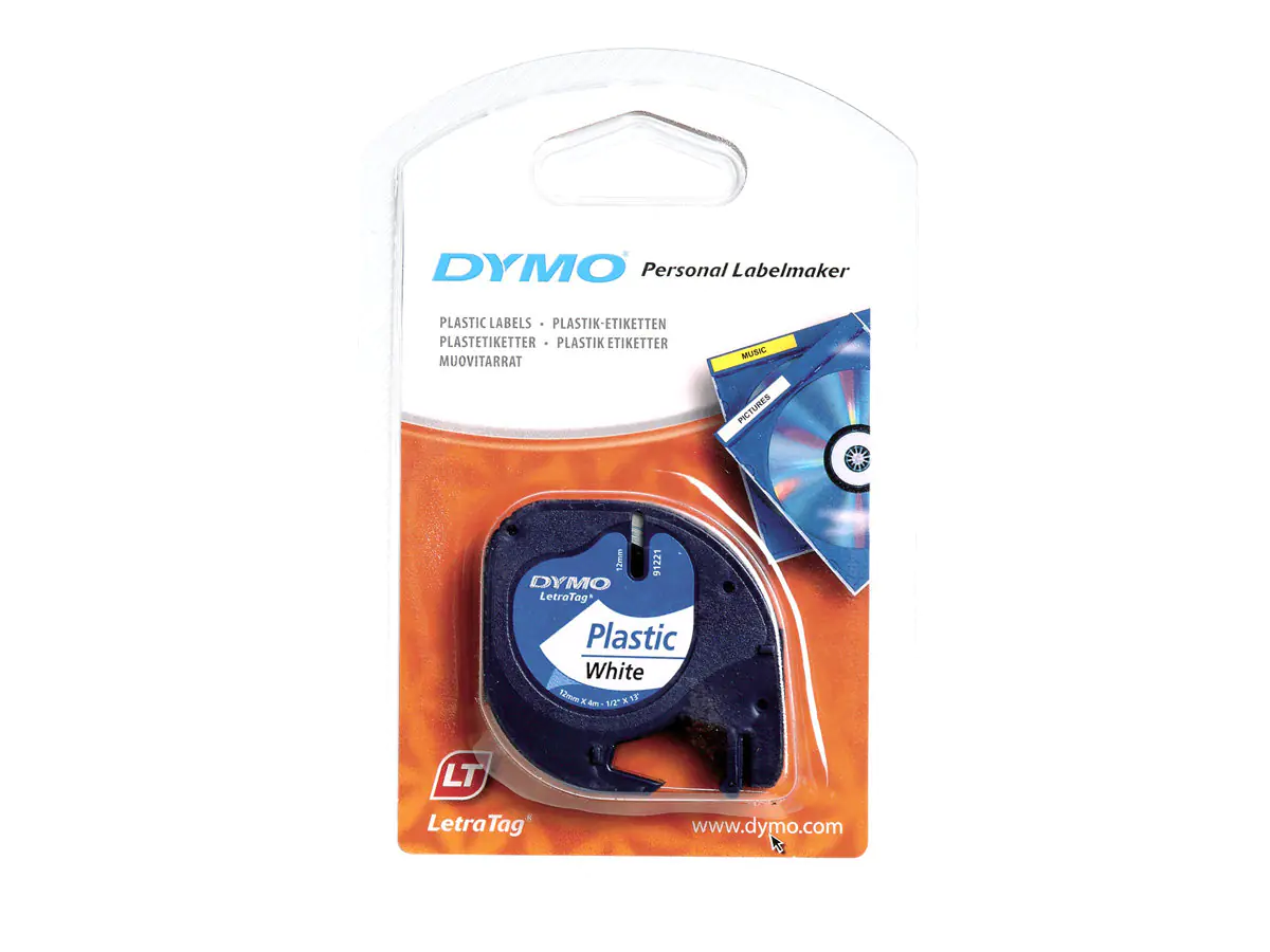 DYMO LetraTAG - Kunststoff - weiß - Rolle (1,2 cm x 4 m) 1 Kassette(n) Band - für LetraTag LT-100H, LT-100T, QX50, XR DYMO LetraTAG - Kunststoff - weiß - Rolle (1,2 cm x 4 m) 1 Kassette(n) Band - für LetraTag LT-100H, LT-100T, QX50, XR