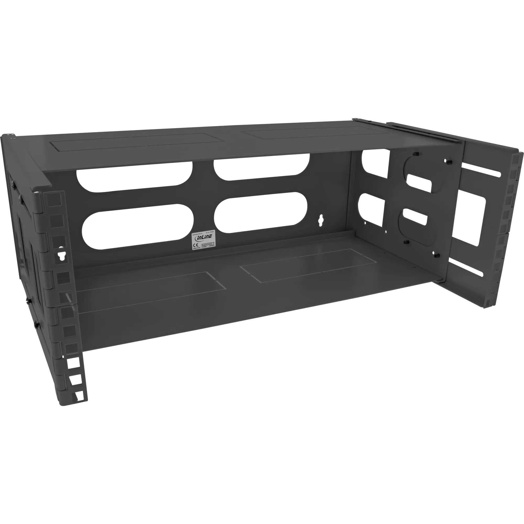 InLine 19" Wandrack - 4HE - Tiefe 24-40cm - Abdeckung - schwarz 19104B