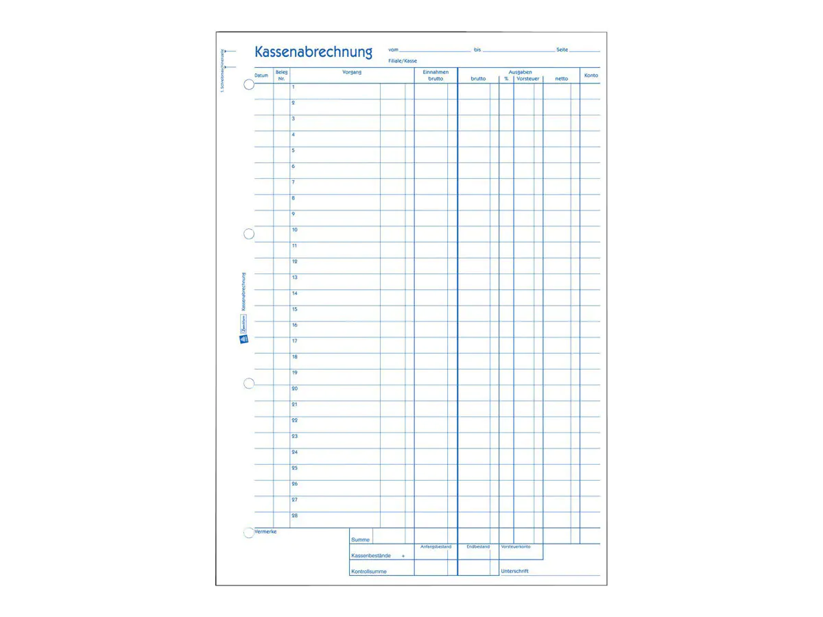 Avery Zweckform Kassenbericht - 50 Blatt - A4 (210 x 297 mm) 428