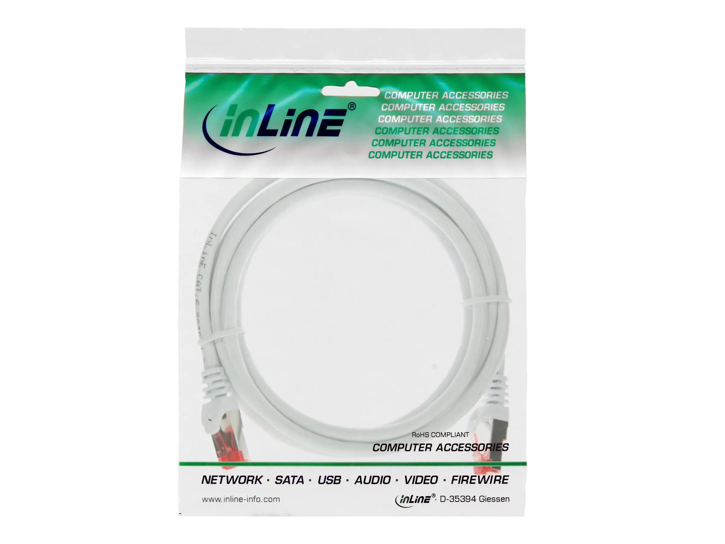 InLine Patchkabel - S/FTP (PiMf) - Cat.6 - 250MHz - PVC - CCA - weiß - 1,5m 76112W