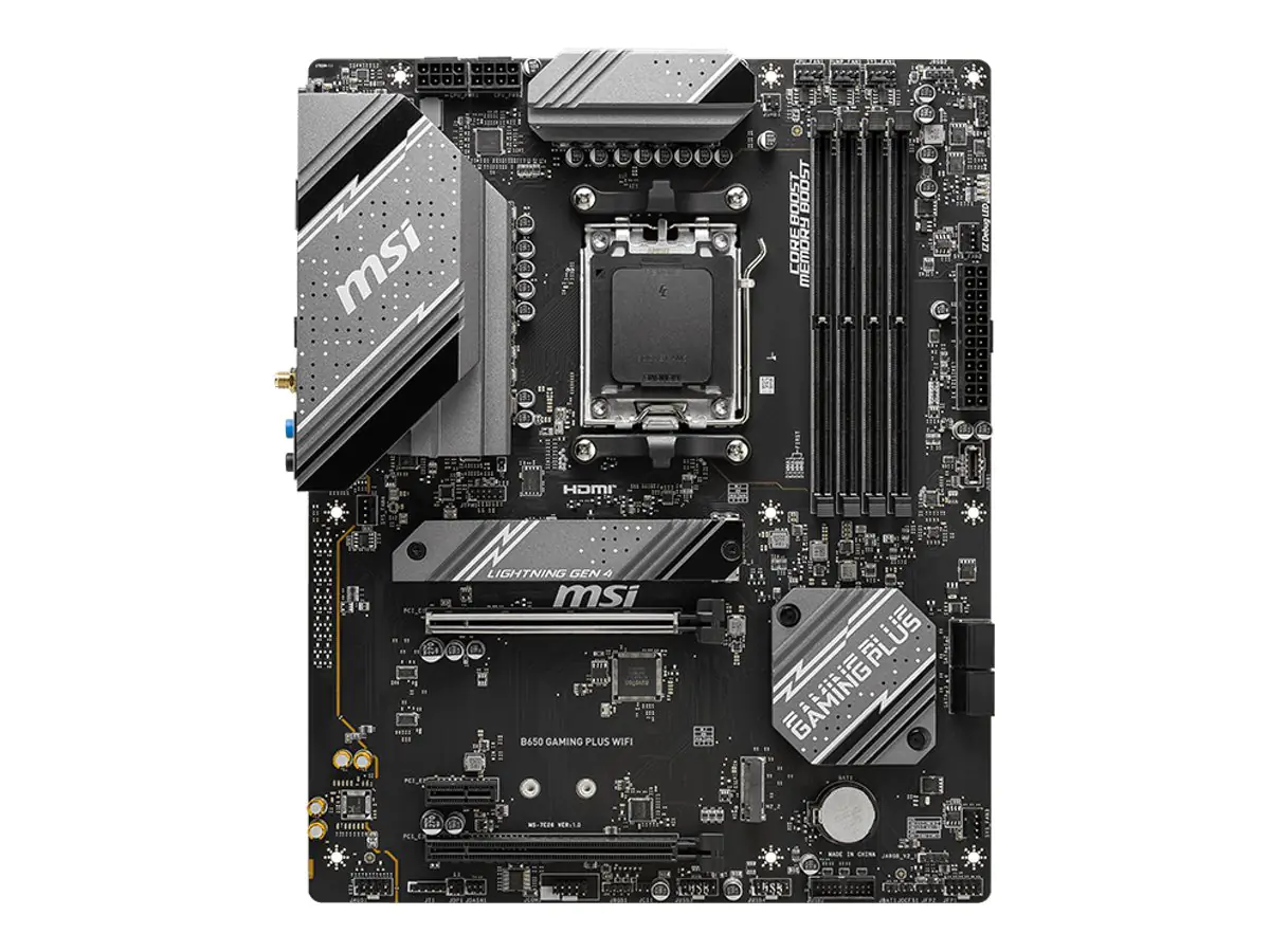 MSI B650 GAMING PLUS WIFI - Motherboard - ATX - Socket AM5 - AMD B650 Chipsatz - USB 3.2 Gen 1, USB 3.2 Gen 2, USB-C 3.2 Gen2, USB-C 3.2 Gen 2x2 - 2.5 Gigabit LAN, Bluetooth, Wi-Fi - Onboard-Grafik (CPU erforderlich) - HD Audio (8-Kanal) MSI B650 GAMING PLUS WIFI - Motherboard - ATX - Socket AM5 - AMD B650 Chipsatz - USB 3.2 Gen 1, USB 3.2 Gen 2, USB-C 3.2 Gen2, USB-C 3.2 Gen 2x2 - 2.5 Gigabit LAN, Bluetooth, Wi-Fi - Onboard-Grafik (CPU erforderlich) - HD Audio (8-Kanal)