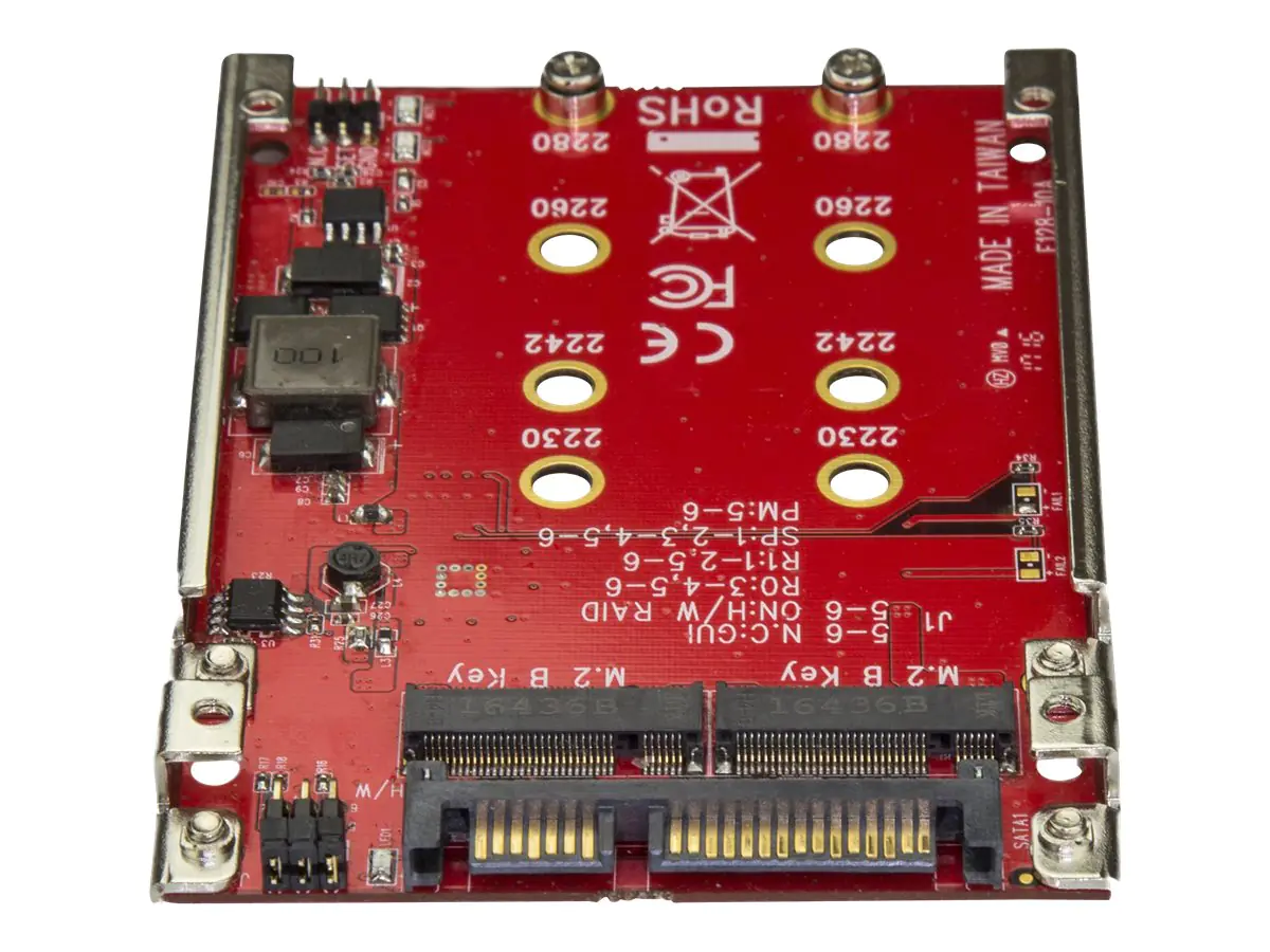 StarTech M.2 auf SATA Adapter - Dual Slot M.2 NGFF SSD Adapter für 2,5in Laufwerke - RAID - Speichercontroller (RAID) - M.2 - M.2 Card - 6 GBps - RAID 0, 1, JBOD, BIG - SATA 6Gb/s - Rot