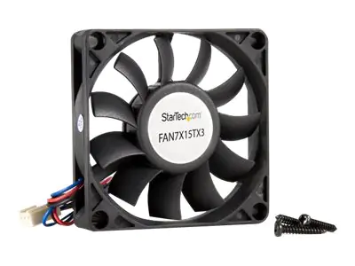 StarTech.com 70mm Gehäuselüfter - Lüfter 7cm für PC Gehäuse mit 3-pin Molex Stecker (70mmx70mmx15mm) FAN7X15TX3