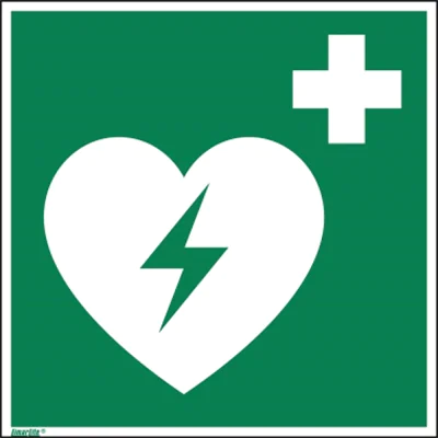 Hinweisschild Defibrilator Fahne E010 200x200mm PVC Hinweisschild Defibrilator Fahne E010 200x200mm PVC