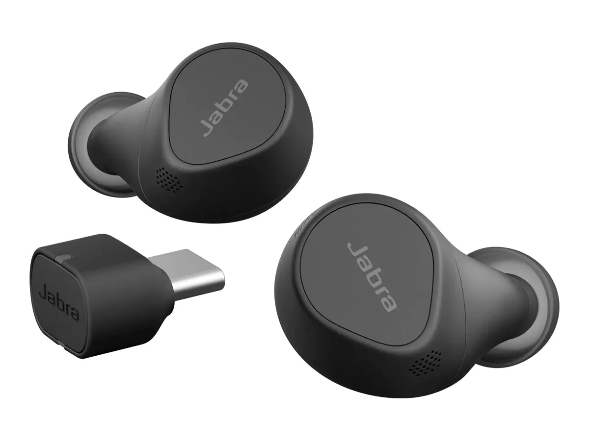 Jabra Evolve2 Buds MS - True Wireless-Kopfhörer mit Mikrofon - im Ohr - Bluetooth - aktive Rauschunterdrückung - Adapter USB-C via Bluetooth - Geräuschisolierung - Schwarz - Zertifiziert für Microsoft Teams