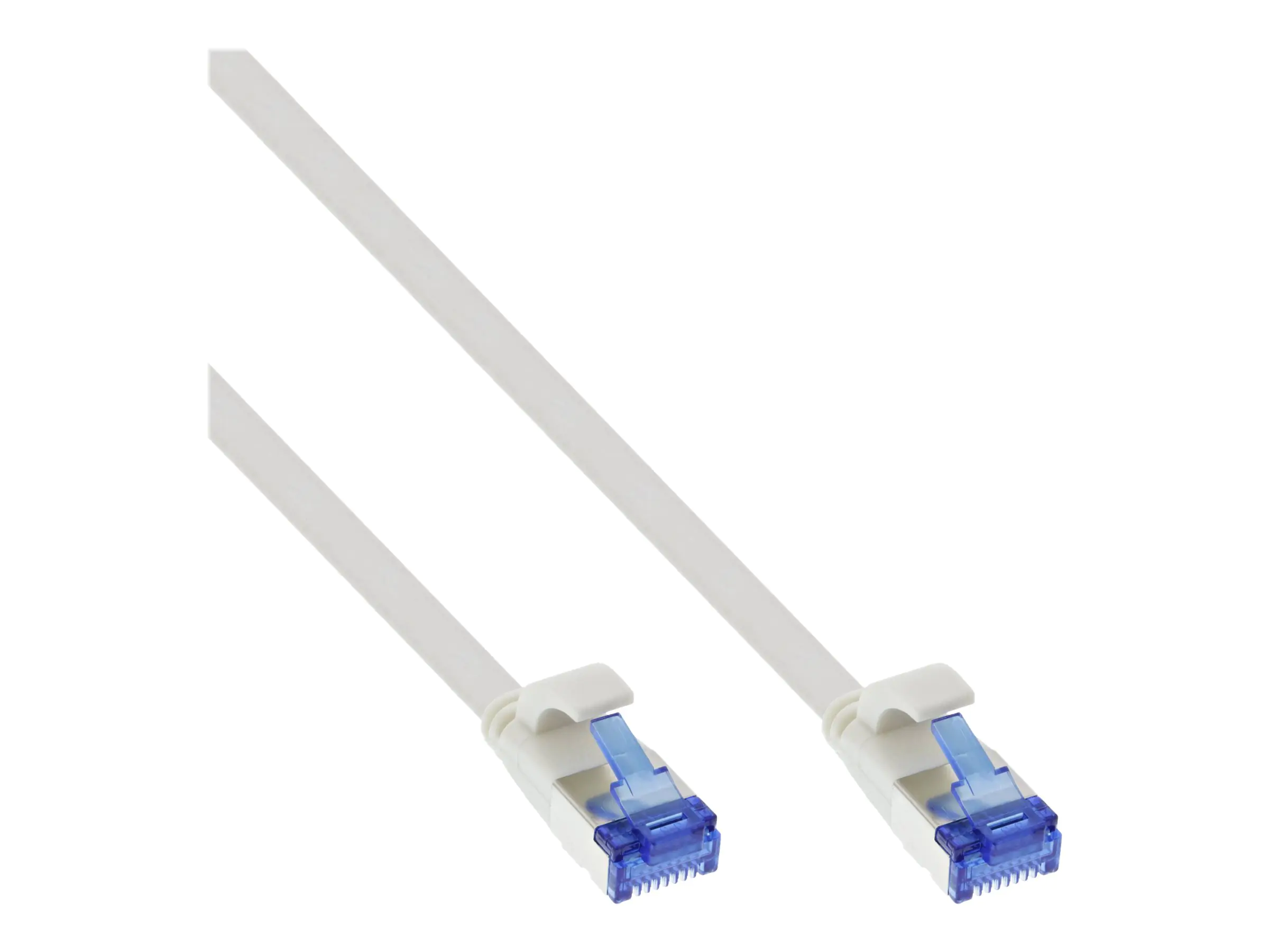 InLine - Patch-Kabel - RJ-45 (M) zu RJ-45 (M) - 30 cm - U/FTP, PiMF - CAT 6a - halogenfrei, geformt, ohne Haken, verseilt, flach - weiß