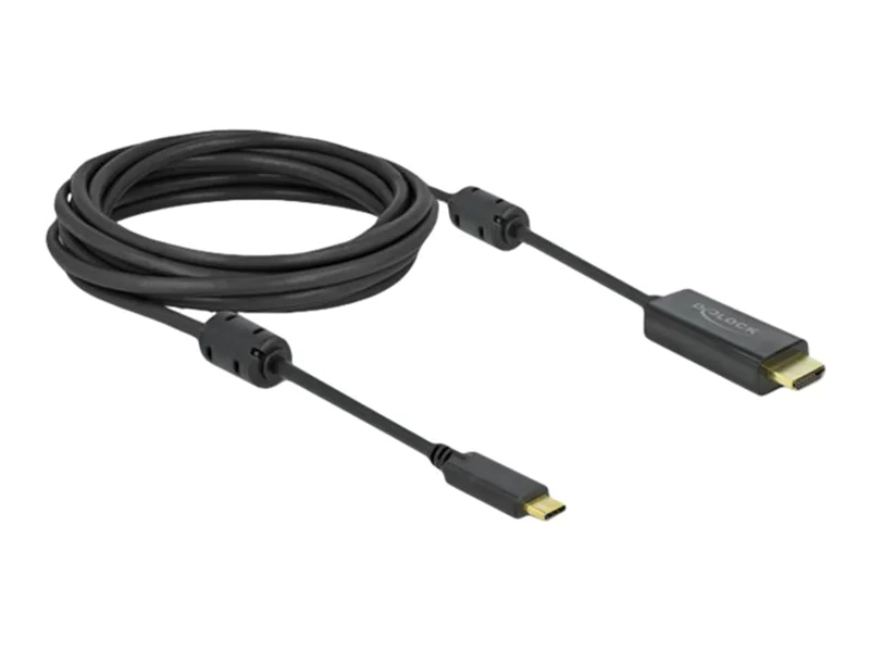 Delock - Video- / Audiokabel - 24 pin USB-C männlich zu HDMI männlich - 5 m - Schwarz - 4K Unterstützung, aktiv