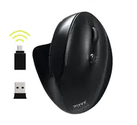 PORT Connect Professional - Vertikale Maus - ergonomisch - Für Rechtshänder - optisch - 5 Tasten - kabellos - 2.4 GHz, Bluetooth 3.0, Bluetooth 5.0 - USB / USB-C Wireless-Empfänger
