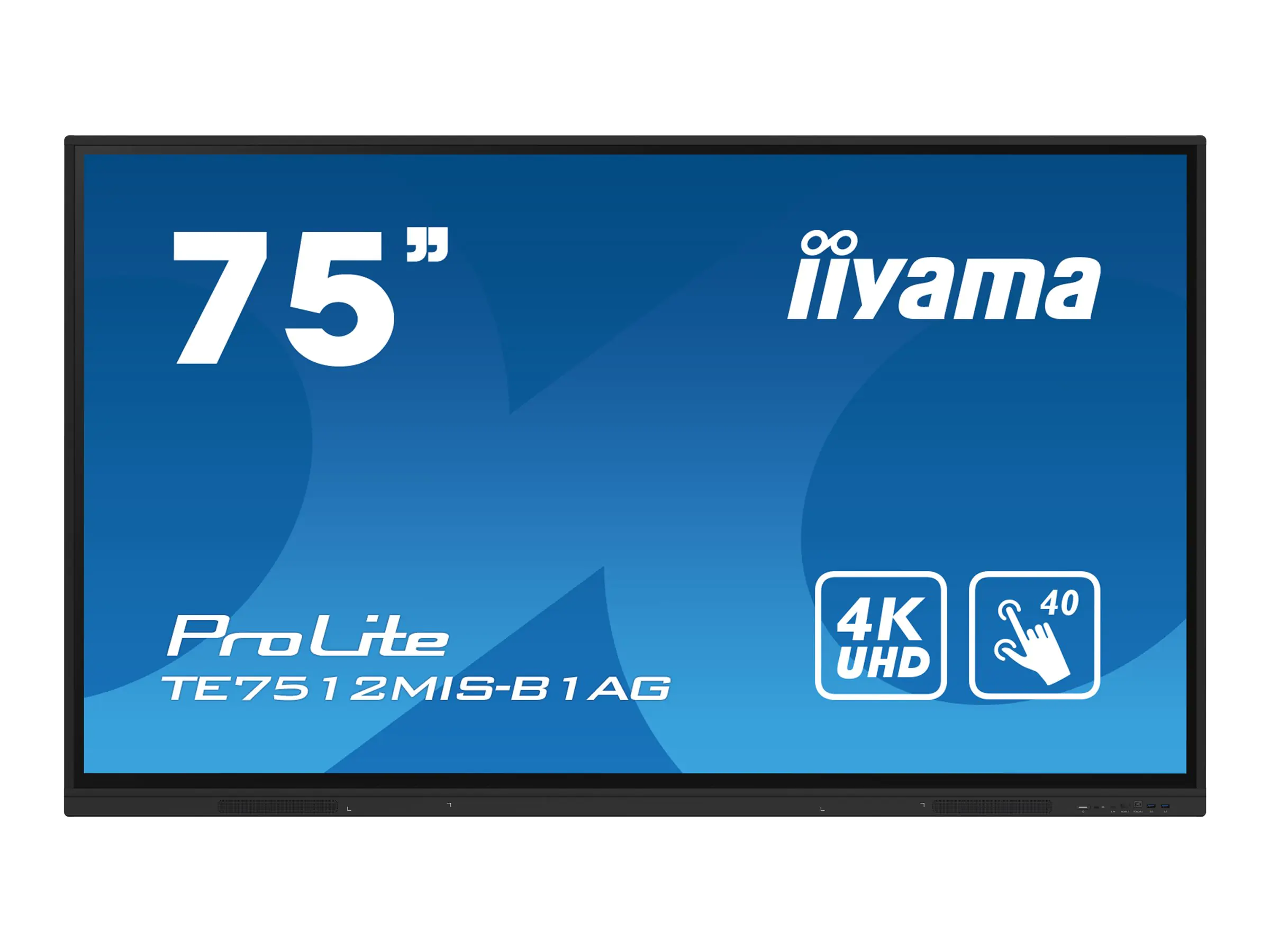 iiyama ProLite TE7512MIS-B1AG - 190 cm (75") Diagonalklasse (189.3 cm (74.5") sichtbar) LCD-Display mit LED-Hintergrundbeleuchtung - interaktive Digital Signage - mit Touchscreen - 4K UHD (2160p) 3840 x 2160 - Direct LED - schwarze Blende mit mattem Finis