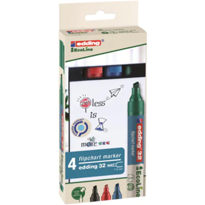 edding Flipchartmarker 32 EcoLine 4-32-4 1,5-3mm sortiert 4 St./Pack. edding Flipchartmarker 32 EcoLine 4-32-4 1,5-3mm sortiert 4 St./Pack.