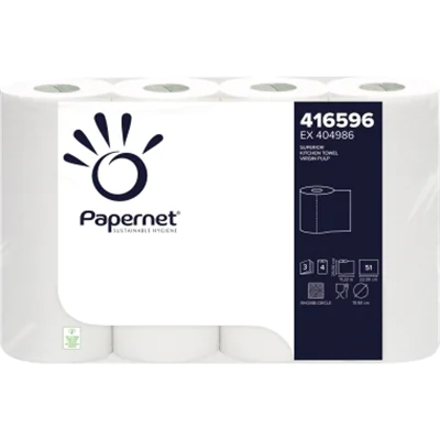 Papernet Küchenrolle 416596 3lagig 51Blatt weiß 4 Rl./Pack. Papernet Küchenrolle 416596 3lagig 51Blatt weiß 4 Rl./Pack.