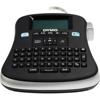 Dymo LabelManager 210D+ Beschriftungsgerät | Etikettiergerät mit QWERTZ Tastatur & großem Grafikdisplay | für D1 Etiketten in 69und 12mm Breite, QWERTZ, D1, Wärmeübertragung, 180 x 180 DPI, 12 mm/sek, Schwarz, Silber S0784470