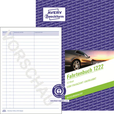 Avery Zweckform Fahrtenbuch 1222 DIN A5 Recycling-Papier 32Blatt Avery Zweckform Fahrtenbuch 1222 DIN A5 Recycling-Papier 32Blatt