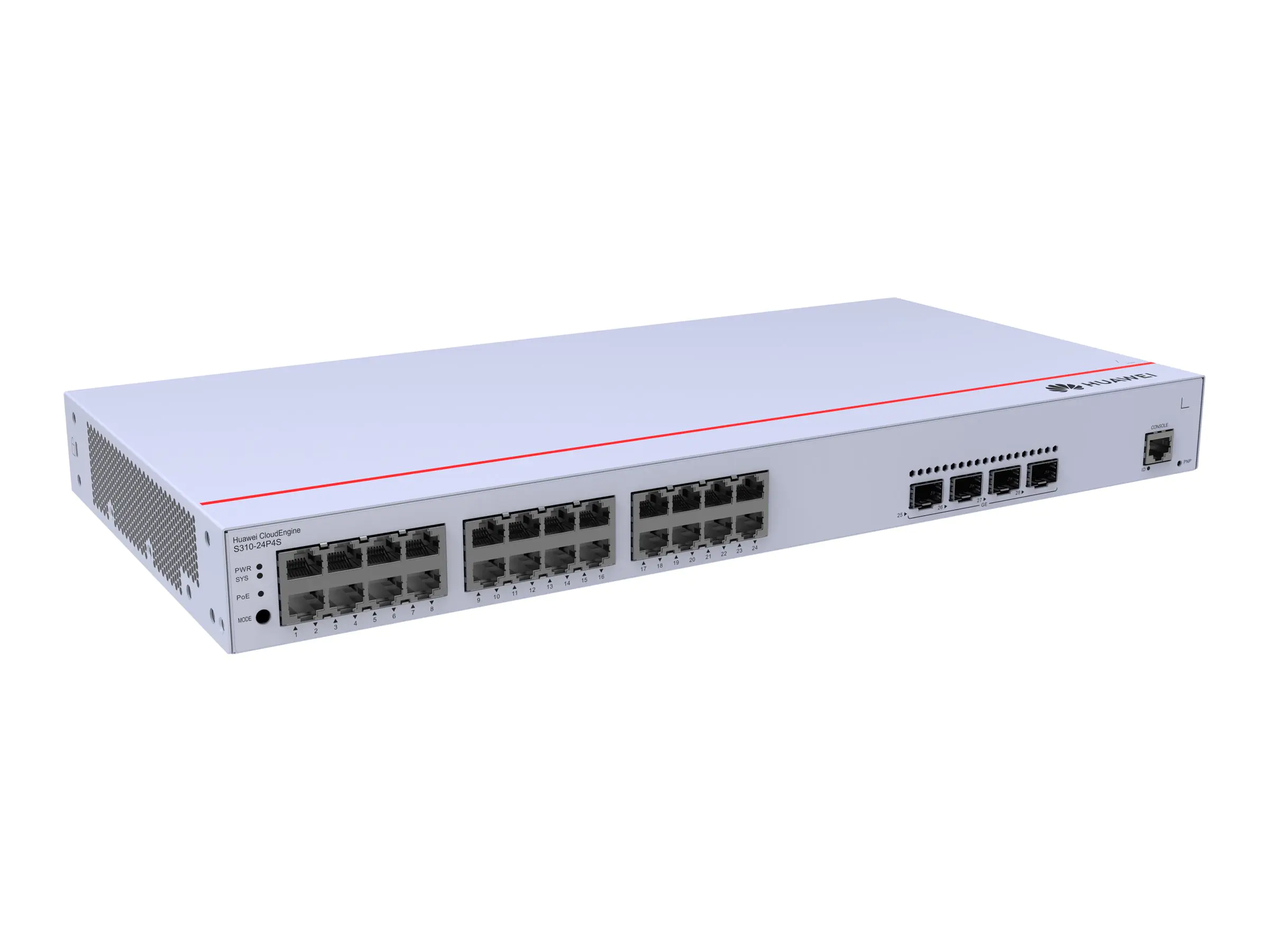 Huawei CloudEngine S310-24P4S - Switch - managed - 24 x 10/100/1000 + 4 x Gigabit SFP - Luftstrom von Seite zu Seite - an Rack montierbar - PoE+ (400 W) 98012201